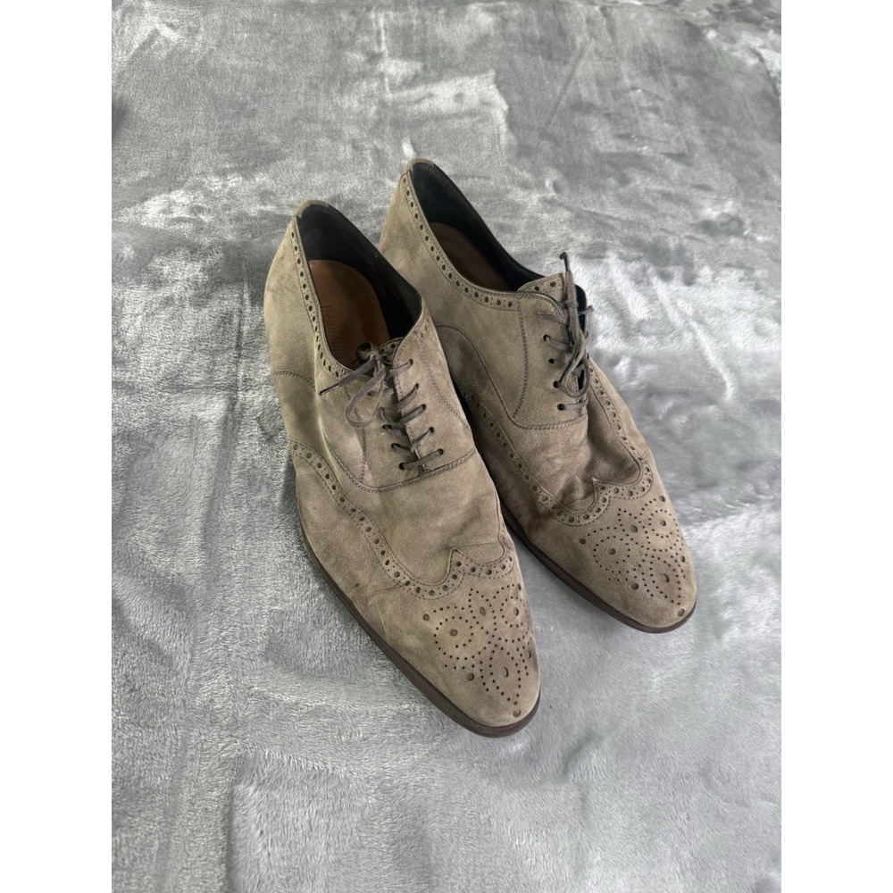 MAGNANNI MEN'S GRAY SOFT LEATHER BROGUE WINGTIP DERBY'S 12 M MADE IN ITALY